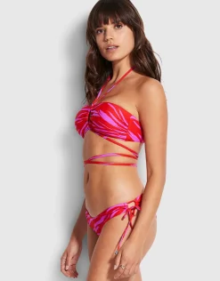 Seafolly Skin Deep Loop Tie Side Bikini Pant -Mandarin Red Outlet