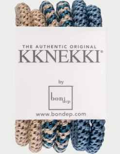 Kknekki Slim Hair Tie Bundle - Teal and Gold New