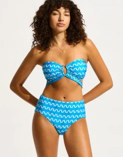 Seafolly Soundwave U Wire Bandeau Bikini Top - Turquoise Discount
