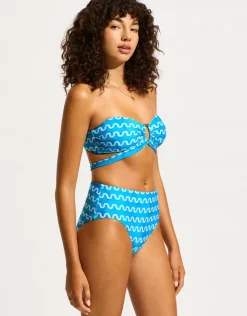 Seafolly Soundwave U Wire Bandeau Bikini Top - Turquoise Discount