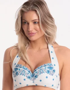 Seafolly Sunflower Border Soft Cup Halter Bikini Top - Electric Blue Sale