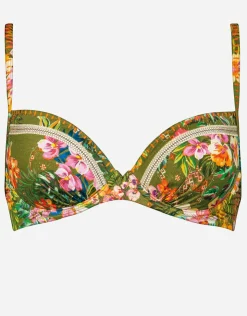 Watercult Sunset Florals Underwired Bikini Top - Warm Olive Clearance