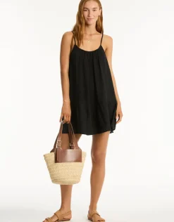 Sea Level Sunset Short Sundress - Black Outlet