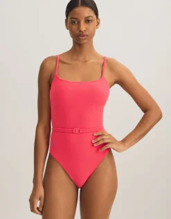 Polo Ralph Lauren Terry Belted Kennedy Swimsuit - Coral Outlet