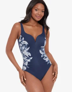 Miraclesuit Tropica Toile Temptress Swimsuit - Navy White Fashion