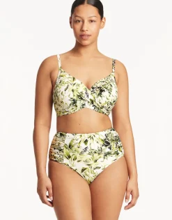 Sea Level Troppica High Waist Gathered Side Bikini Pant - White Online