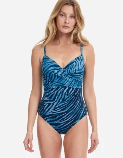 Gottex Wild Life Thin Strap Wrap Swimsuit - Blue Outlet