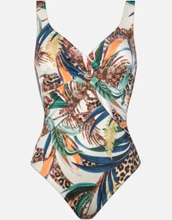 Charmline Wild Swing Underwired Twist Front Swimsuit - Botanical Leo Outlet