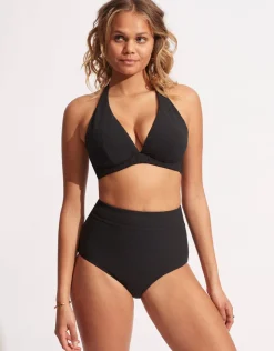 Seafolly Willow DD Fixed Tri Bikini Top - Black Fashion
