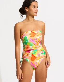 Seafolly Wonderland DD Drawstring Bandeau Swimsuit - Fuchsia Rose Best