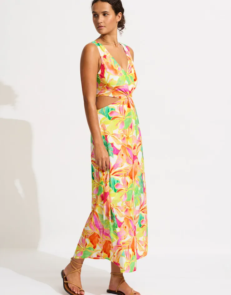 Seafolly Wonderland Twist Front Maxi Dress - Fuchsia Rose Clearance