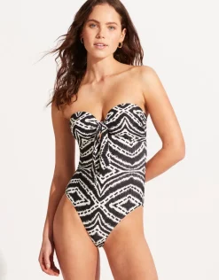 Seafolly Zanzibar Twist Tie Front Swimsuit - Black Online