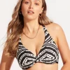 Seafolly Zanzibar Wrap Front F Cup Bikini Top - Black Fashion