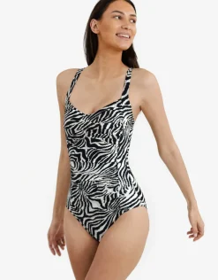 Panos Zebra Potenza Swimsuit - Brown and White Sale